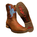 Bota Goyazes Cano Curto Feminina Marrom Com Azul