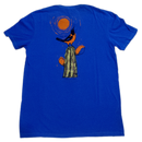 Camiseta Ombro A Ombro Azul Com Estampa Nas Costas feminina