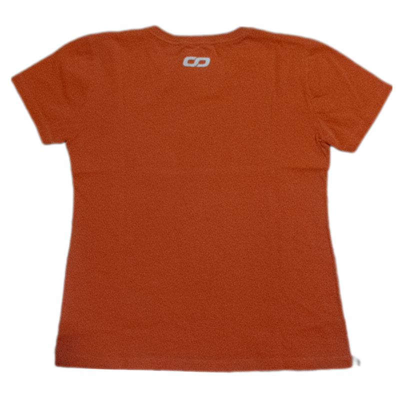 Camiseta Ombro A Ombro Laranja Feminina Com Estampa