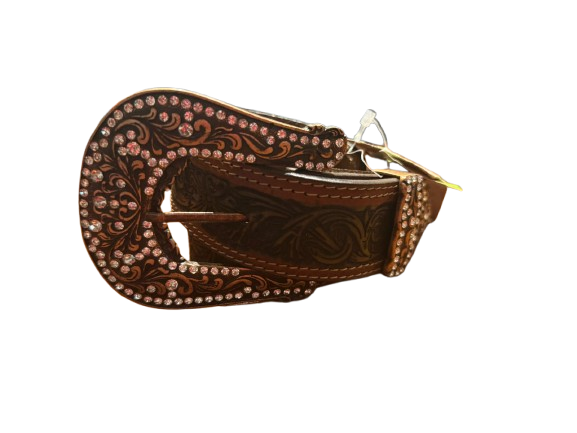 Cinto feminino marrom desenhado