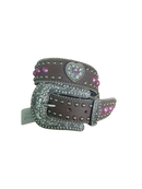 Cinto infantil rosa com pedras coraçao