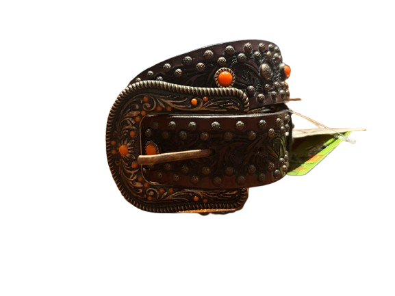Cinto femino pedras laranja